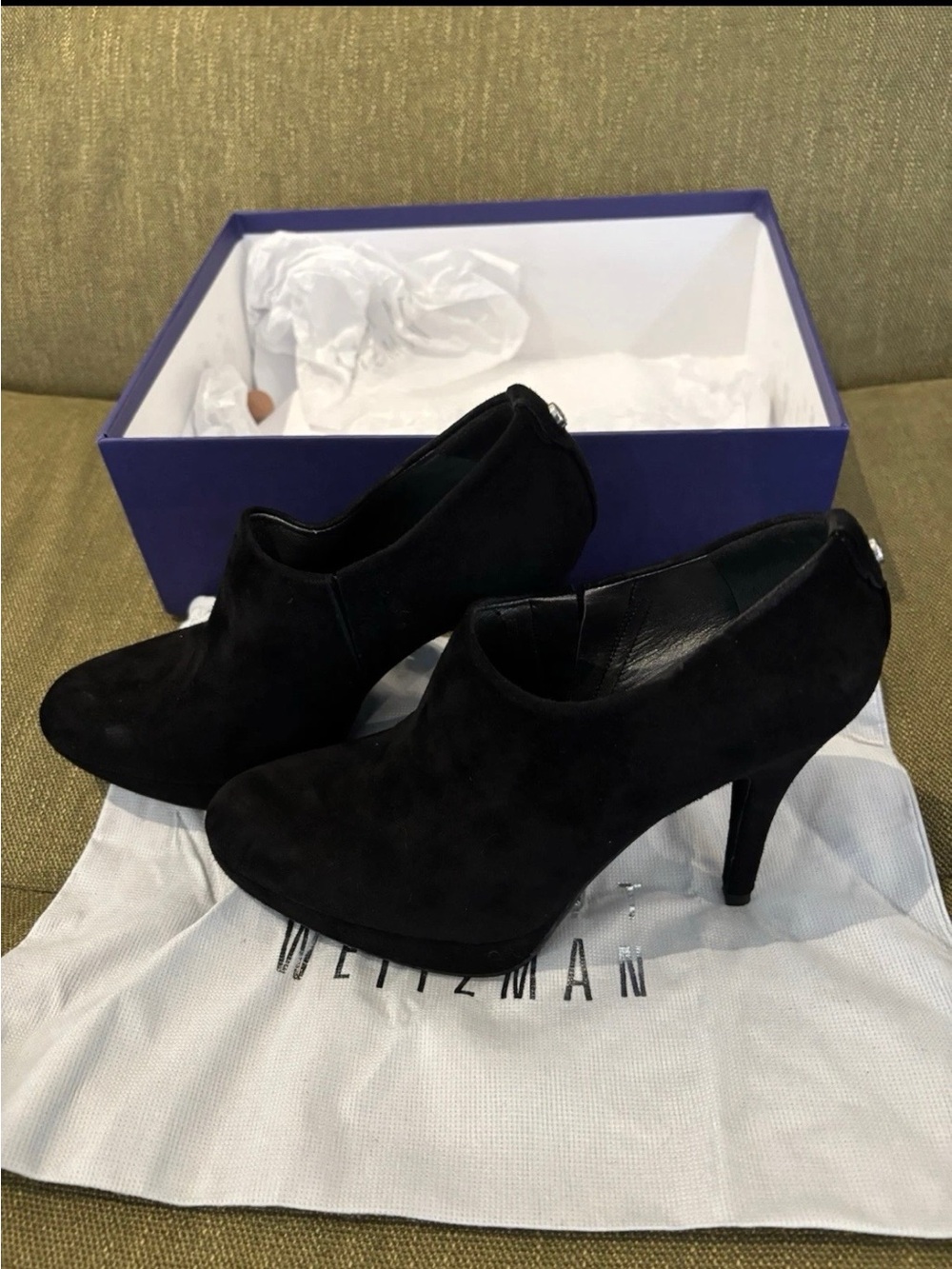 Stuart Weitzman Black Suede Ankle Booties